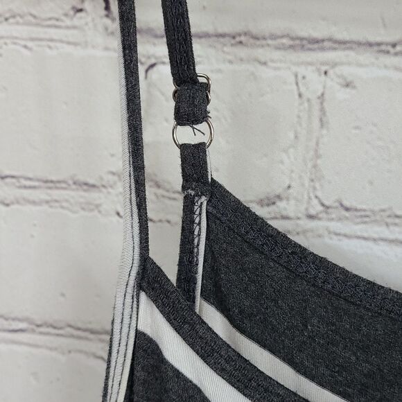 Hem & Thread Charcoal Gray Striped Fit & Flare Skater Sleeveless Cami Slip Dress - Picture 4 of 8
